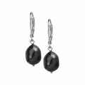 Sterling Silver Freshwater Black Cultured Pearl Earrings